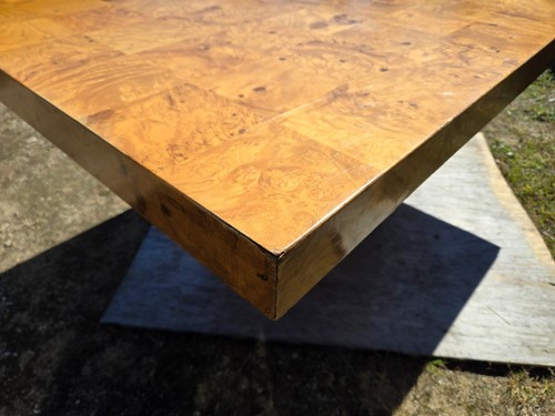 Roche Bobois olive,elm burl,marble base,patchwork dining table - Picture 5 of 24