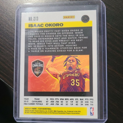 ISAAC OKORO 2020-2021 Panini Flux Base ROOKIE (RC) Cavaliers - Picture 2 of 2