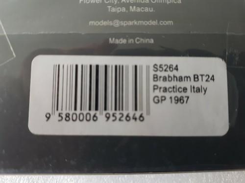 Spark F1 S5264 1:43  Brabham BT24 Jack Brabham Practice Italian gp 1967 - Picture 3 of 3