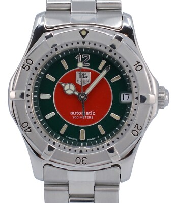 RARE Vintage Midsize 34mm Tag Heuer Automatic Green/ Red Dial