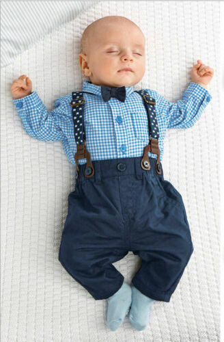 Kids Baby Boys Gentleman Formal Party Suit Outfits Bow Tie Shirt + Vest + Pants - Picture 11 of 25
