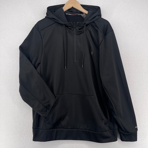 SPYDER Hoodie Herren XL Active PROWEB Fleece 1/4 Zip Pullover Sweatshirt schwarz