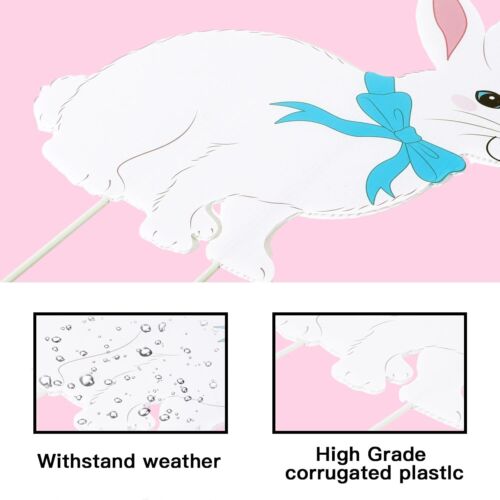 Easter Decorations Outdoor Yard Signs: 4pcs Large White Bunny Signs - Picture 3 of 7