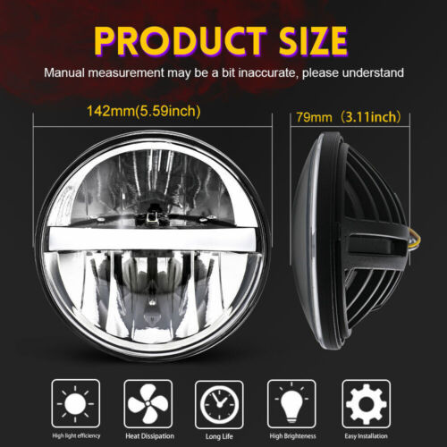 For Buick riviera 1963-1974 4pcs 5 3/4" 5.75 inch Round LED Headlights High/Low - Picture 2 of 10