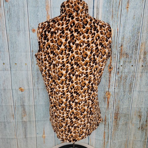 Quacker Factory Vest Womens Size XS Fleece Full Zip Sequin Beaded Leopard VTG - Picture 6 of 11