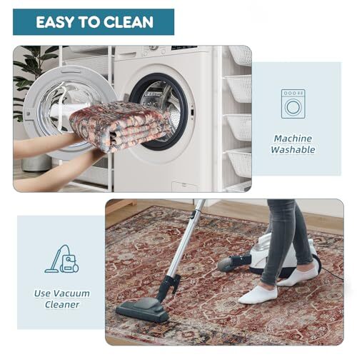 Vintage Washable Rug 2x3 Indoor Door Mat Non-Slip Entryway 2'x3' Brick/Blue - Bild 5 von 7