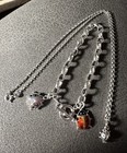 Sterling Silver Red Black Enamel Lady Bug🐞 Charm Bracelet Pendant Chain Set- Nr