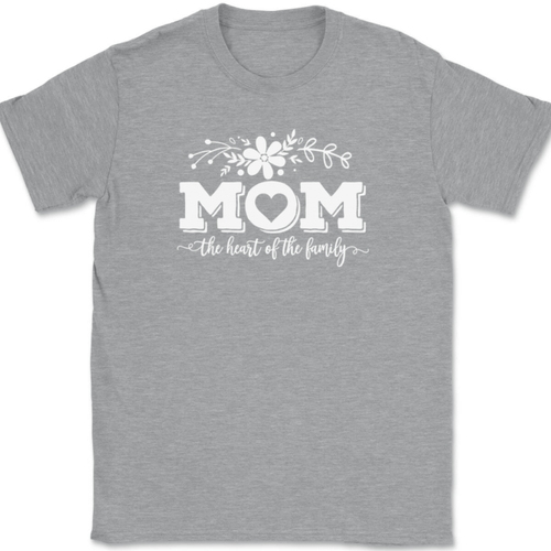 Mom The Heart of The Family T-Shirt Funny Mothers Day Parenting Gift Tee - Picture 2 of 10