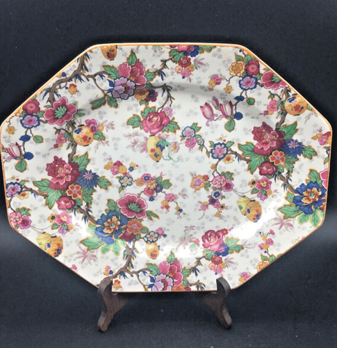 Crown Ducal Ware England Festival Floral Chintz Achteck Servierplatte 13"
