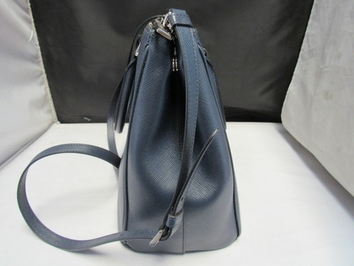 PRADA 1BA274 Galleria Baltico Navy Saffiano Leather Medium Double Zip Tote Bag - Picture 5 of 8