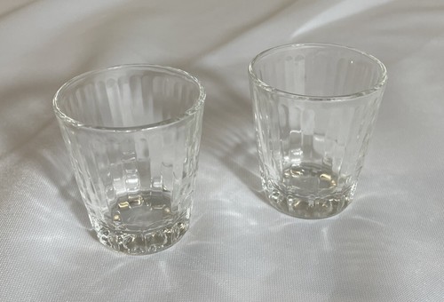Vintage Federal Glass Shot Glasses Clear Ribbed Set of 2 MCM Midcentury Barware - Picture 2 of 5