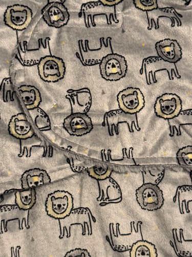 Gray Lions Newborn Swaddle Blanket - Picture 3 of 4