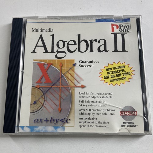 Pro One Multimedia Algebra 2 CD-ROM IBM WINDOWS INSTRUCTIONS EDUCATION