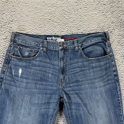 Urban Pipeline Jeans Mens 40x30 Blue Relaxed Baggy Straight Cotton Denim - Picture 2 of 10