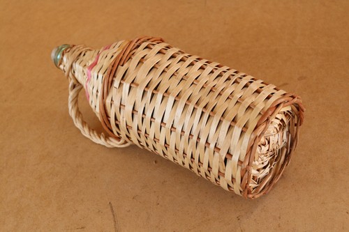 Vintage Wine Bottle Wicker Demijohn Green Glass Bottle French Style European - Picture 3 of 7