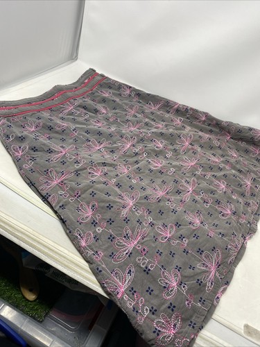 White Stuff Skirt Grey/ Pink Floral Embroidery Size Ladies Uk 10 Zip Flared - Picture 7 of 11