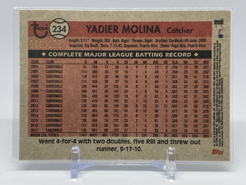 Yadier Molina 2018 Topps Archives #234 Purple Parallel 51/175 Cardinals - Bild 2 von 3