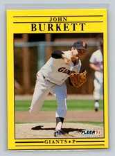 1991 Fleer #256 John Burkett San Francisco Giants Baseball Card