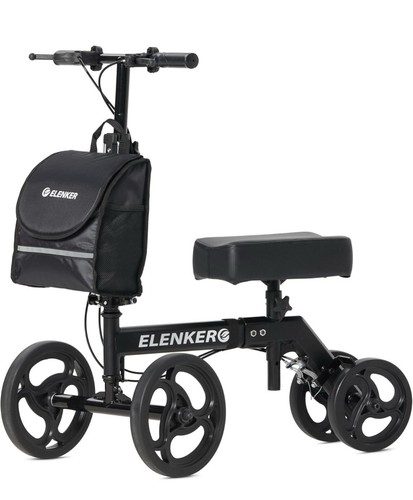 ELENKER Steerable Knee Walker 10" Deluxe Medical Scooter Foot Injuries Black - Picture 1 of 7