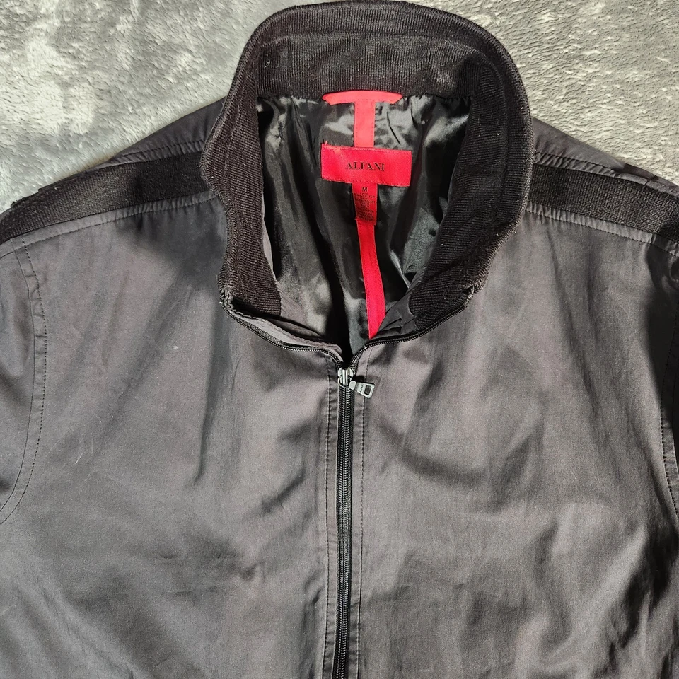 Abrigo Chaqueta Bomber Alfani Para Hombre Mediano Negro Mezcla Algodón Foto 4 de 4