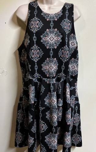 Mossimo Women's Dress Sleeveless Size XXL Floral Black Knee Length A-Line - Picture 2 of 10