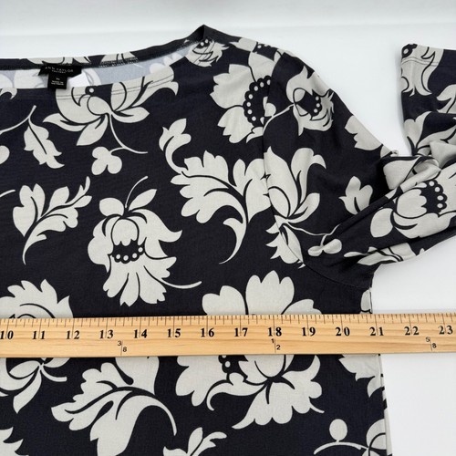Ann Taylor Top Women XL NEW Gray Long Sleeve Floral Stretch Boat Neck Office - Picture 8 of 10