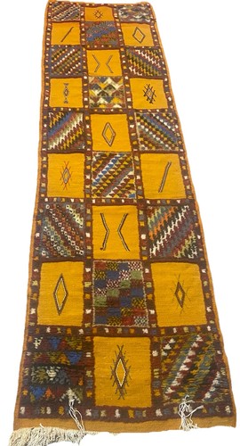 vintage Moroccan taznakht Low Pile Runner Rug Handmade Wool rug 7ft8’’ x2ft3’/1 - Picture 2 of 11