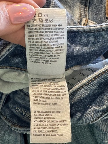 American Eagle Women's Jeans Hi Rise Stretch Jeggings Size 16 Distressed - Picture 4 of 5