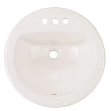 19" Round Drop-In White Vitreous China Bathroom Sink with Overflow 🚰