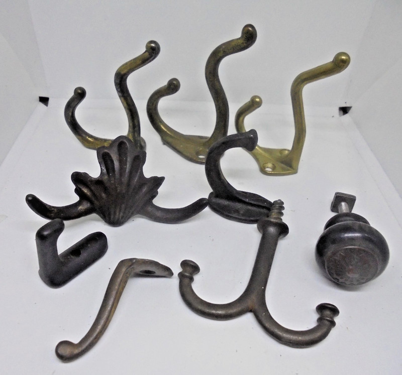 Lot of Hooks Brass and Iron Total of 12.6oz