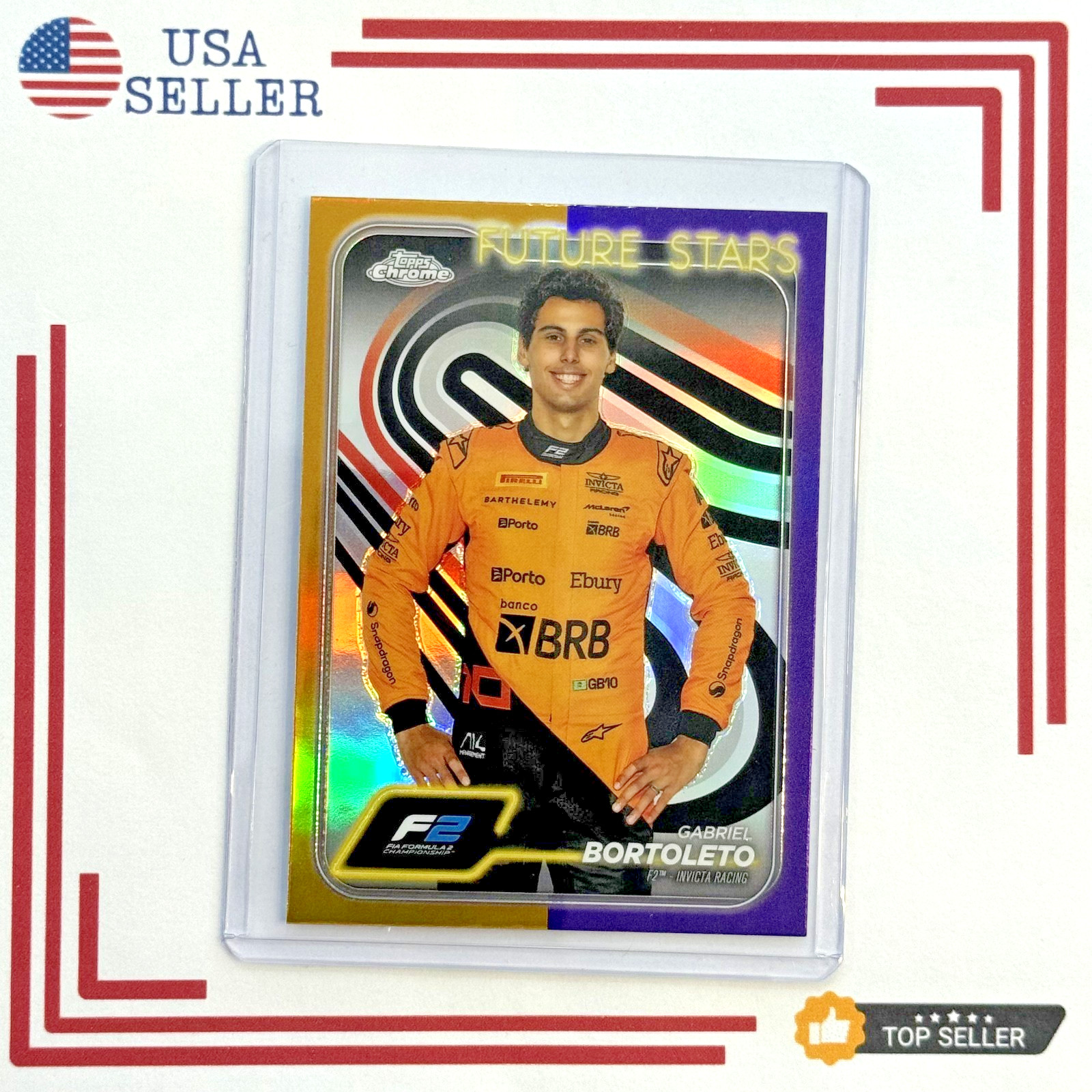 2024 Topps Chrome Formula 1 F1 #28 GABRIEL BORTOLETO Gold & Purple Refractor Sp