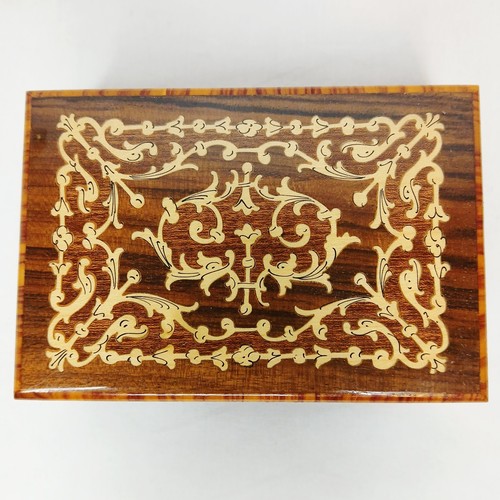 Vintage Holz Intarsien Schmuck Schmuckkästchen Braun 5"×3,5" Aufbewahrung Organizer - Bild 3 von 6