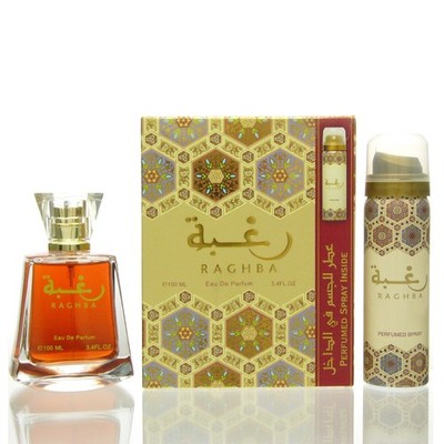 Lattafa Raghba Set - Eau de Parfum 100 ml + DS 50 ml Geschenk Damen NEU OVP