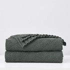 50x60 Charcoal Grey Cotton Throw Blanket, 2.2 lbs, Cable Knit, Soft, Cozy