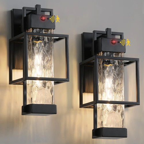 SHIMR Motion Sensor Porch Lights 2 Pack, Dusk to Dawn Outdoor Lighting with W... - Picture 2 of 9