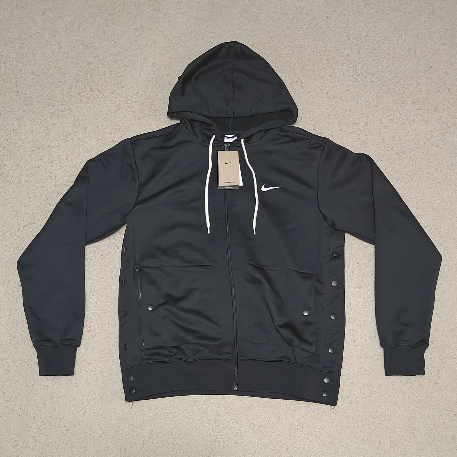 Nike Therma-FIT Full-Zip Black Basketball Hoodie FB7115-010 Men's Sz Medium-Tall