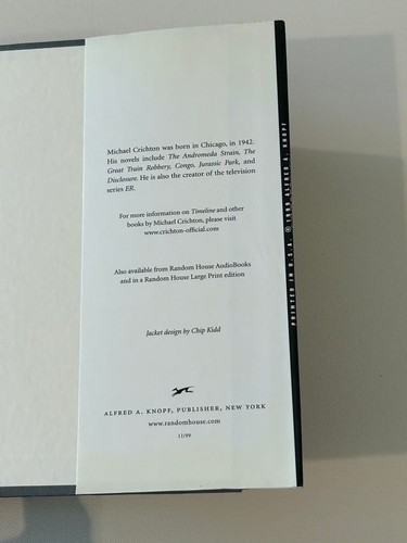 Timeline by Michael Crichton SIGNED & Inscribed First Edition - Picture 5 of 6