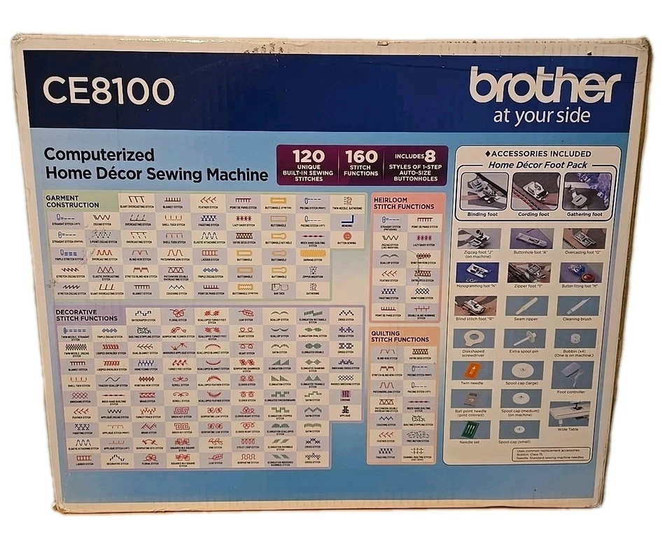 Máquina de costura computadorizada Brother CE8100 com fio, tecido e livro de costura. NOVO - Imagem 4 de 4