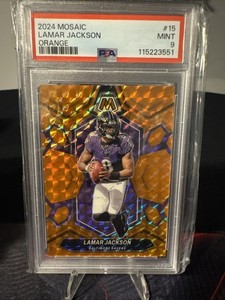 2024 Mosaic #15 Lamar Jackson Orange 83/199 PSA 9