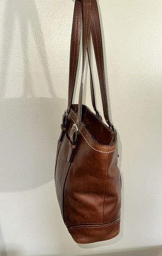 Coach Hampton F12607 Vintage Cognac Brown Smooth Leather Tote Shoulder Bag - Picture 12 of 12