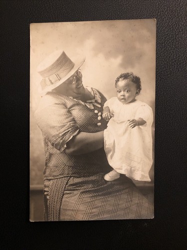 C 1920 Studio RPPC African American Grandma Beautiful Baby Girl White Dress