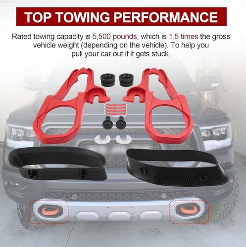 82215268AB Heavy Duty Front Tow Hooks Left & Right For 2019-2022 Dodge Ram 1500 - Picture 4 of 7