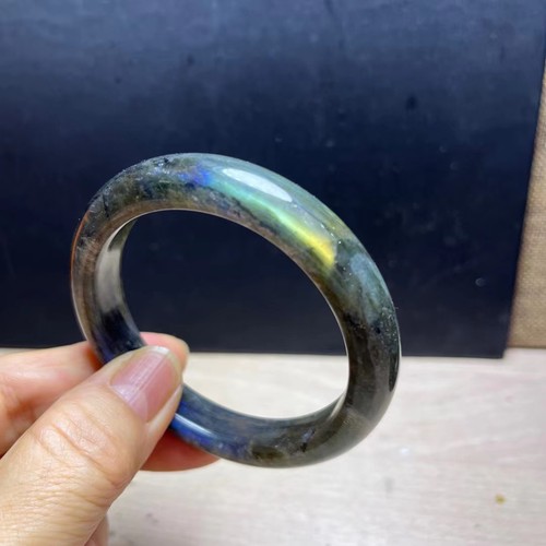 54.5mm Natural Labradorite Rainbow Light Crystal Gemstone Bangle Bracelet AAA - Picture 3 of 6