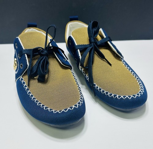 Scarpa uomo NUOVA stile mocassino taglia 9,5 blu navy e marrone leggera traspirante - Foto 2 di 15