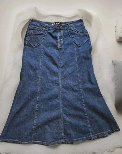 Y2K Quizz New York Dark Denim Maxi Stretch Rock ohne Schlitz Damen 16 44x37 - Bild 1 von 5
