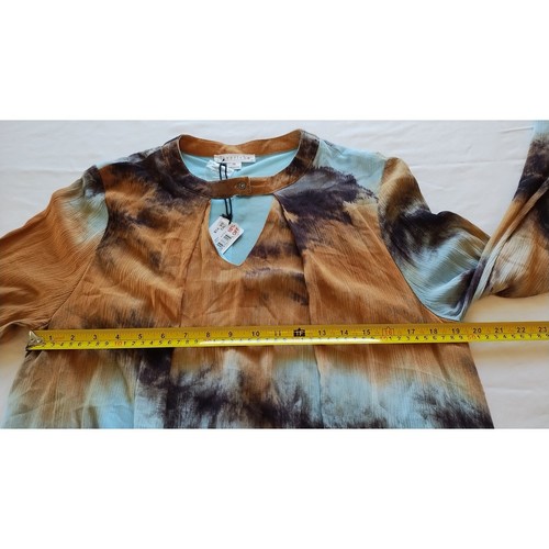 Nuevo con etiquetas Vestido Túnica Loveriche Tie-dye Talla Mediana Marrón Azul Negro Mangas Largas - Imagen 9 de 12