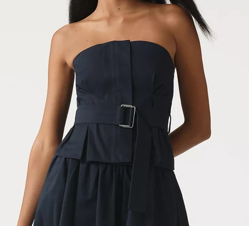 Anthropologie Strapless Belted Top Navy XS
