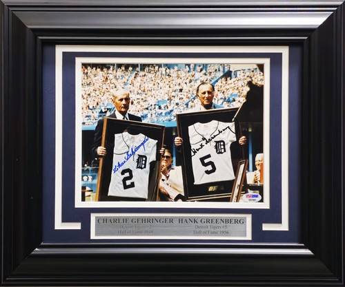 Charles Gehringer & Hank Greenberg Auto Framed 8x10 Photo Tigers PSA/DNA #E37281 - Picture 1 of 7