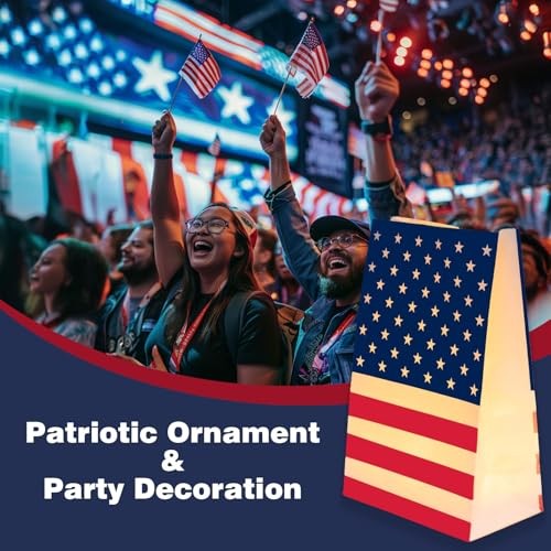 Patriotic Decorations American Flags Luminary Bags 24 Pack, Red White and - Picture 7 of 8