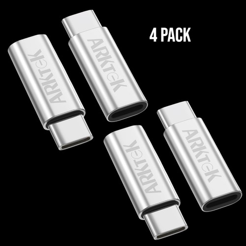 iOS Light-ning (Female) to USB Type C (Male) Charge Adapter - ARKTEK 4 Pack - Picture 1 of 5